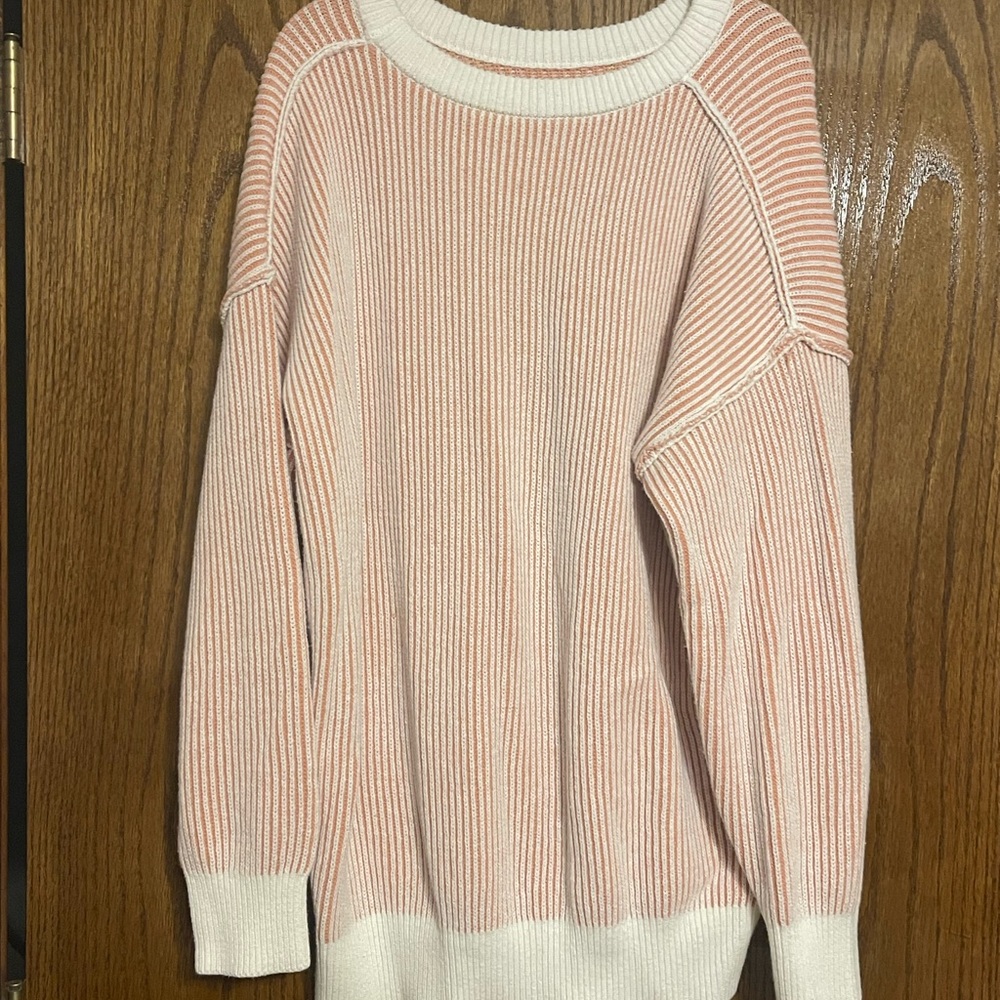 Striped Pink and White Women's Sweater